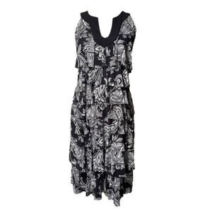 WHBM Paisley Layered Tiered Ruffle Dress